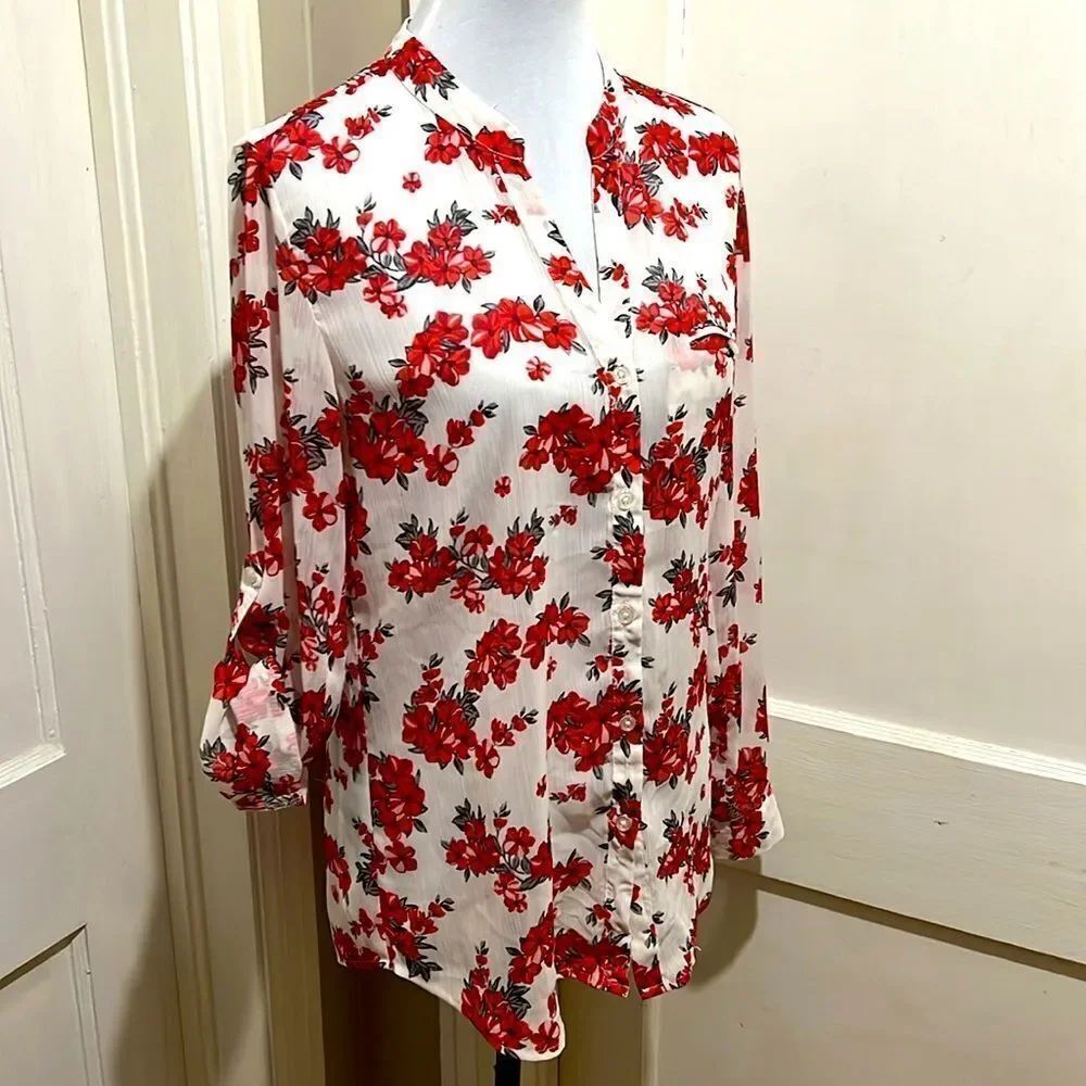 KUT Women's Medium Slightly Sheer Floral Blouse Super Sexy but Subtle!